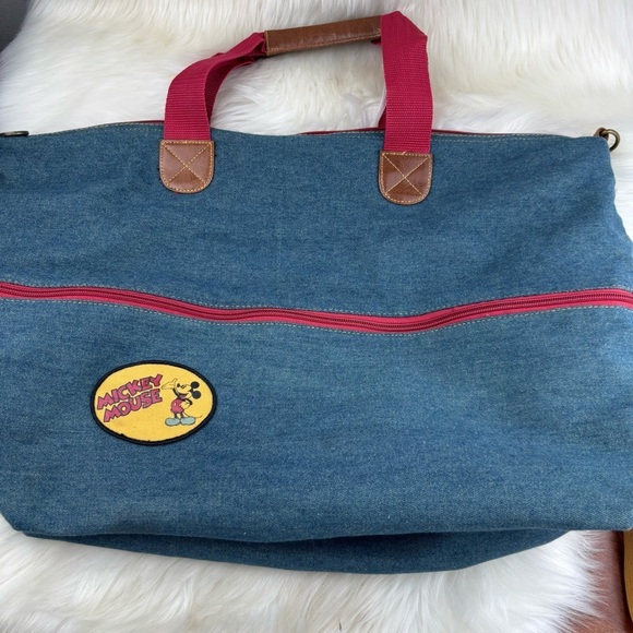 DISNEY MICKEY MOUSE CLASSIC DENIM EXPANDABLE ZIP SHOULDER/HAND TOTE BAG - Picture 1 of 14